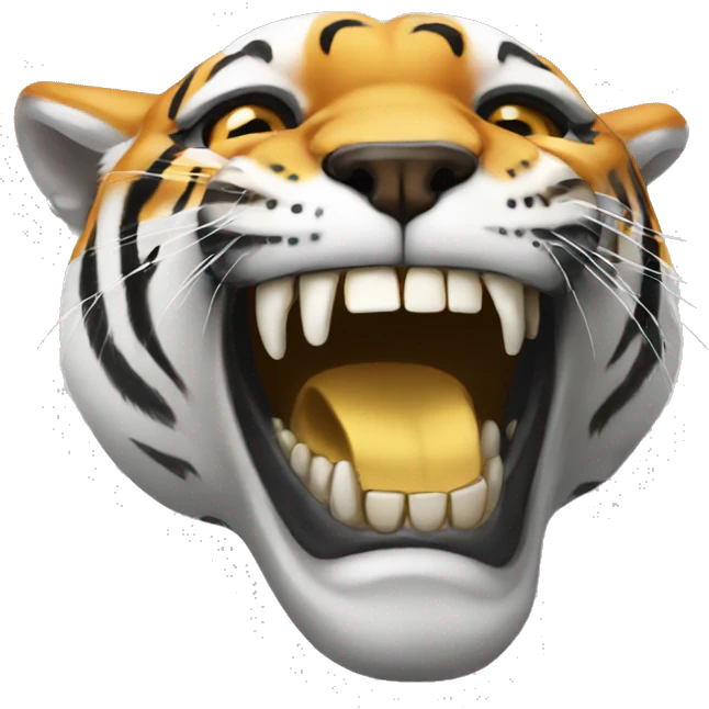 A smiley sharp teethed Skull with tigers emoji