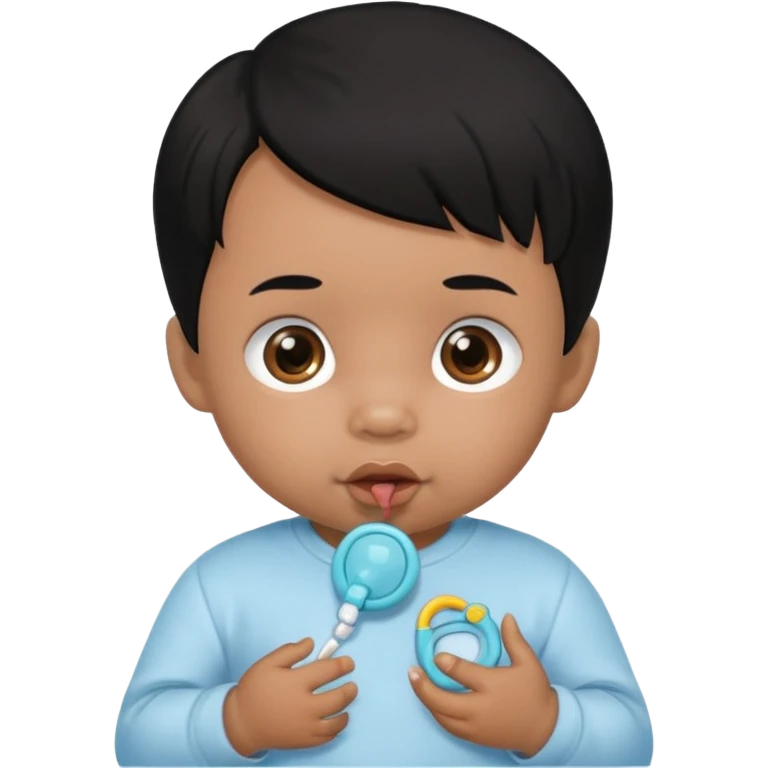 a black hair baby with pacifier emoji