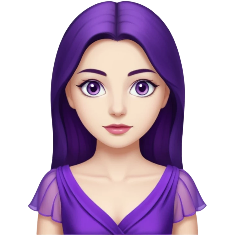 Demet özdemir as a character from game of thrones with lilac eyes and a purple dress. emoji