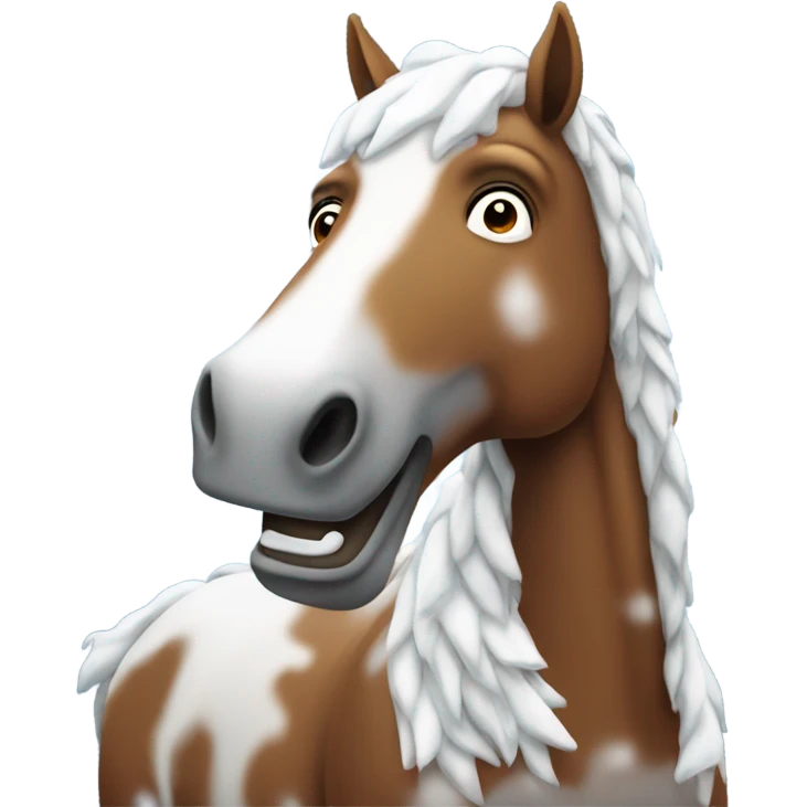 Partying Horse with snow  emoji