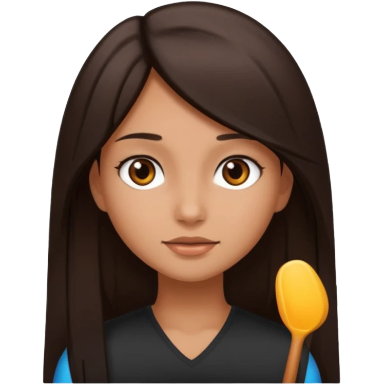 Uma menina morena de Costas com o cabelo solto, o cabelo dela é longo, liso e castanho escuro emoji