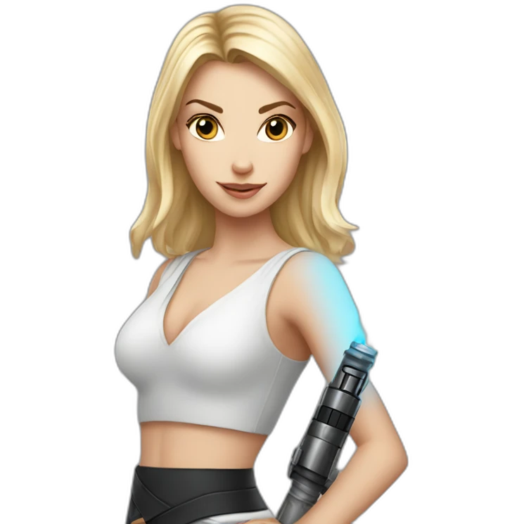 Sexy white girl holding lightsaber emoji