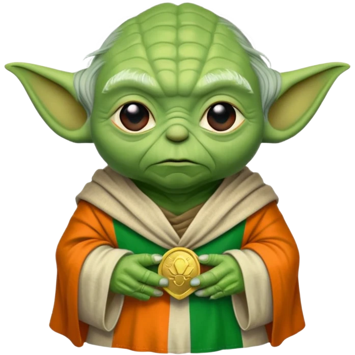 Yoda draped in an Irish flag emoji