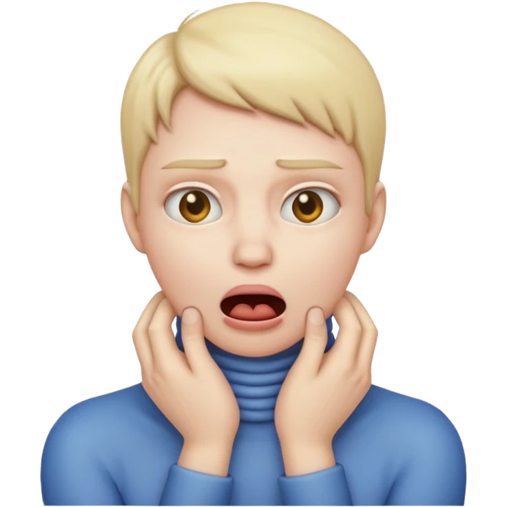 Create an emoji choking violently with hands on neck with a blank expression  emoji