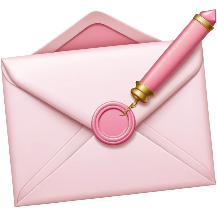 White envelope with powder pink sealing wax, cute emoji
