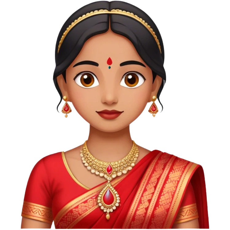 A fair Indian girl wearing a red saree emoji