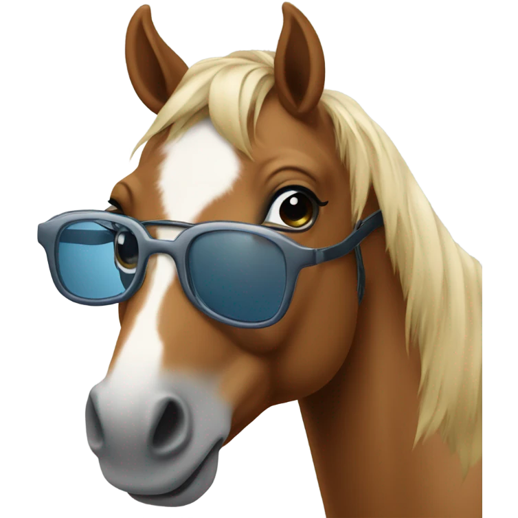 Horse wearing glasses emoji