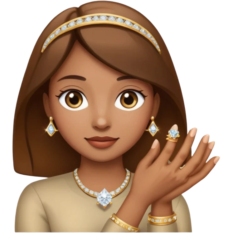 Engagement ring on brown hand emoji