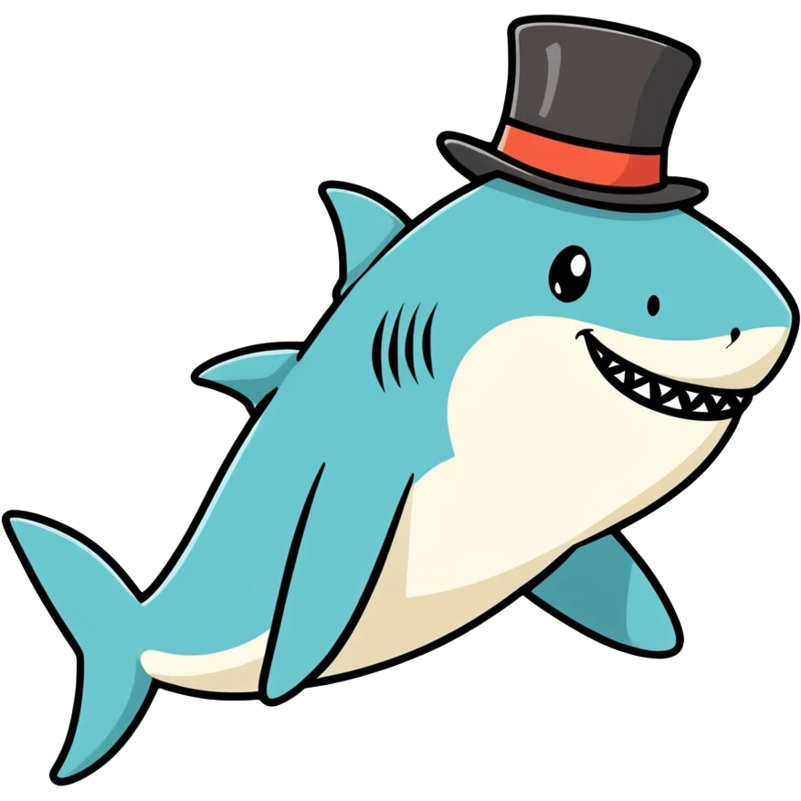 Shark with a top hat emoji