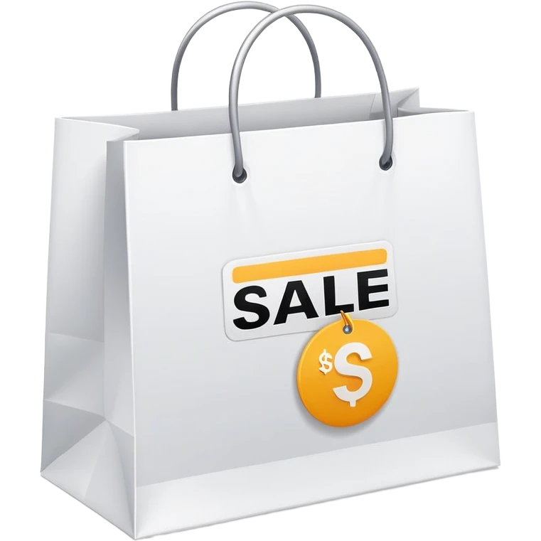 white shopping bags with sale tag




 emoji
