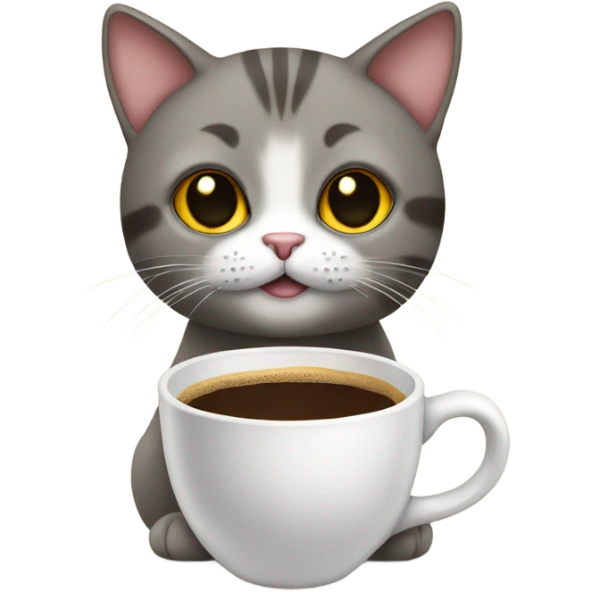 Cat with coffee emoji