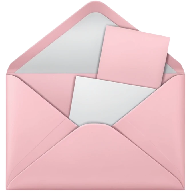 pastel pink envelope, open with paper inside emoji