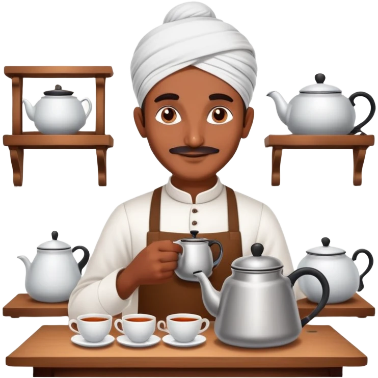 Chaiwala making tea in indian tea shop emoji