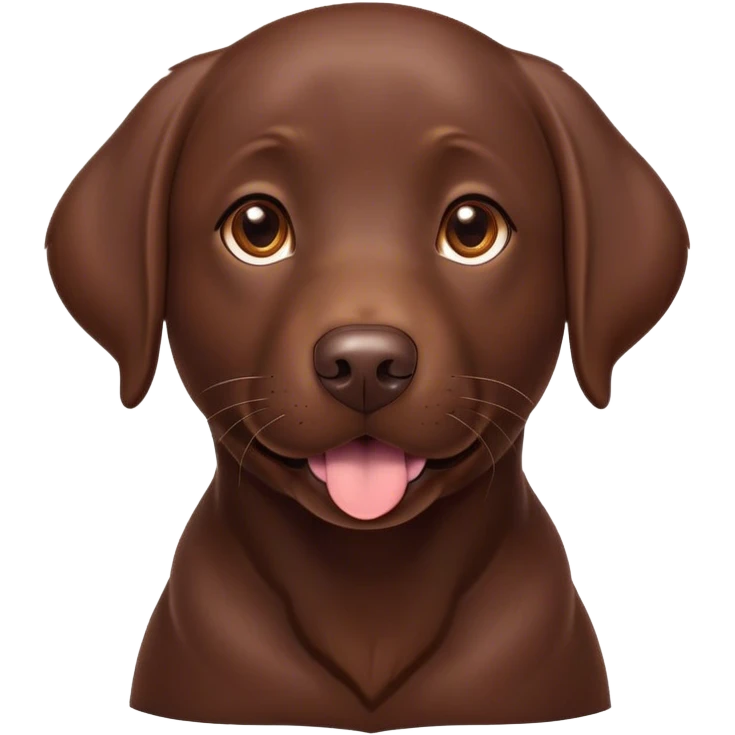 Cinematic Cute Chocolate Labrador Portrait Emoji, Head tilted playfully and inquisitively, featuring a sleek chocolate Fur with a lustrous sheen, round, sparkling brown eyes filled with curiosity, Simplified yet irresistibly adorable features, highly detailed, glowing with a warm, friendly glow, high shine, affectionate and spirited, stylized with a touch of whimsy, bright and endearing, soft glowing outline, capturing the essence of a mischievous yet loving companion, so playful it feels like it could dash out of the screen and into your arms! emoji