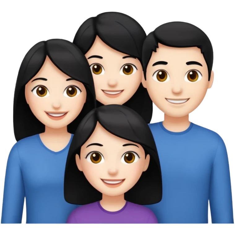 4 people with black hair and white skin emoji