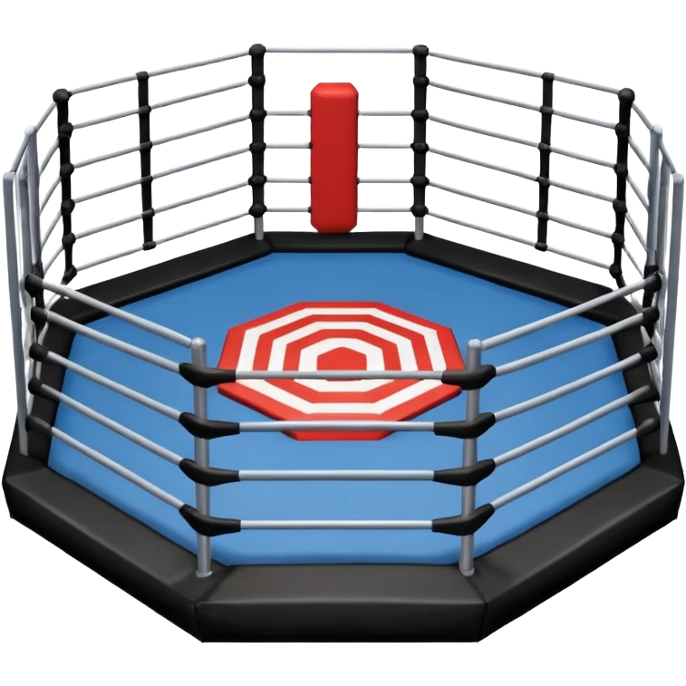 MMA cage arena object icon, octagon fighting cage with metal fence walls, padded corner posts, professional combat arena, 3D cartoon style, mobile game icon style, centered, clean background, no people, no text, no watermark
 emoji