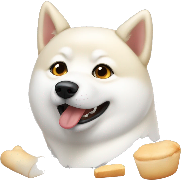 white Shiba inu face savoring food emoji