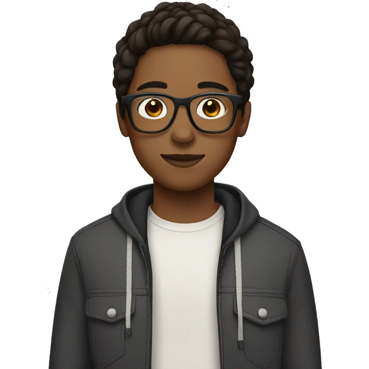 teen with dark brown middle part hair and glasses emoji