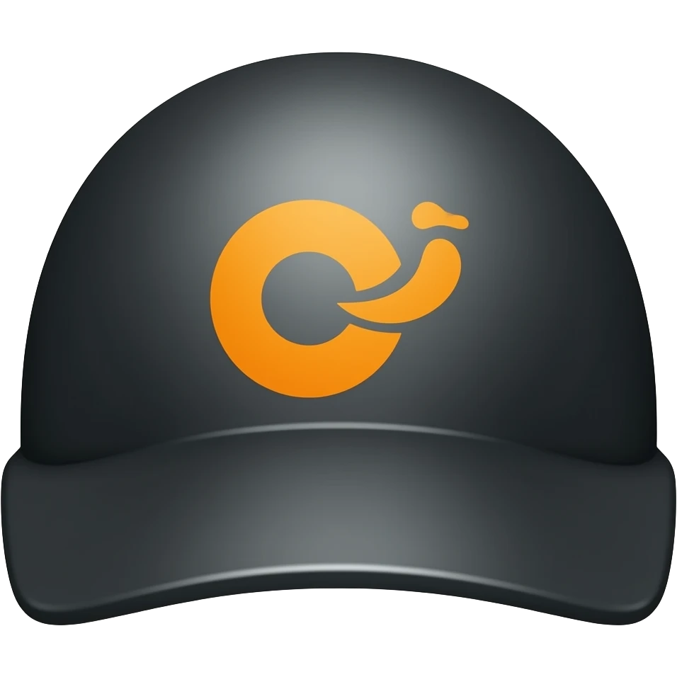 Make this helmet black with dark orange logo emoji