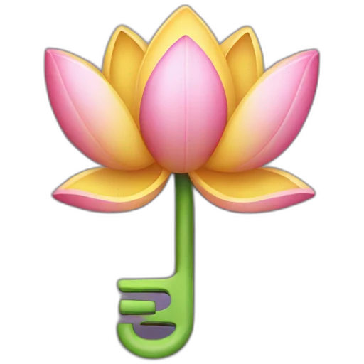 lotus flower ontop of a key emoji
