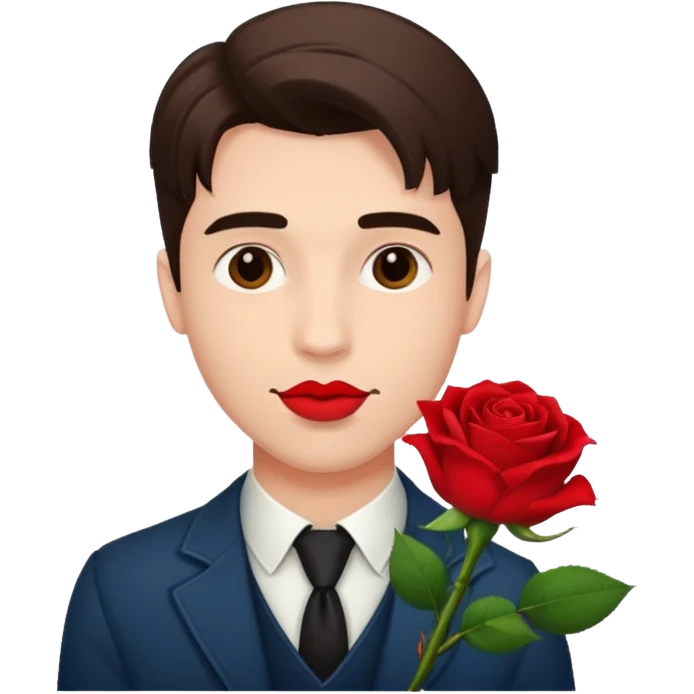 handsome man with a rose in his mouth emoji