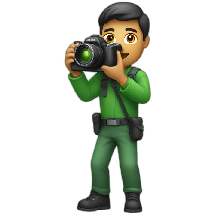 photographer holding a green camera emoji