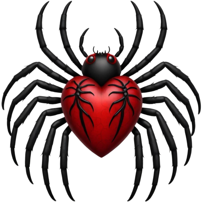 realistic gothic heart with a spider emoji