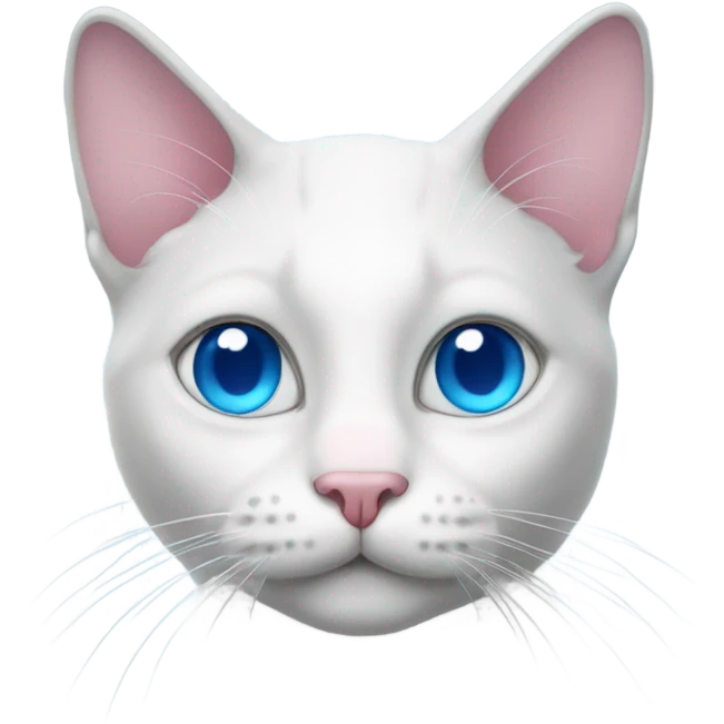 White grey cat with blue eyes and pink nose emoji