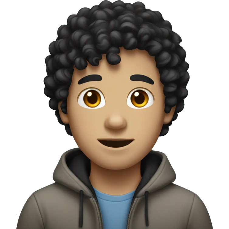 White boy with black curly hair  emoji