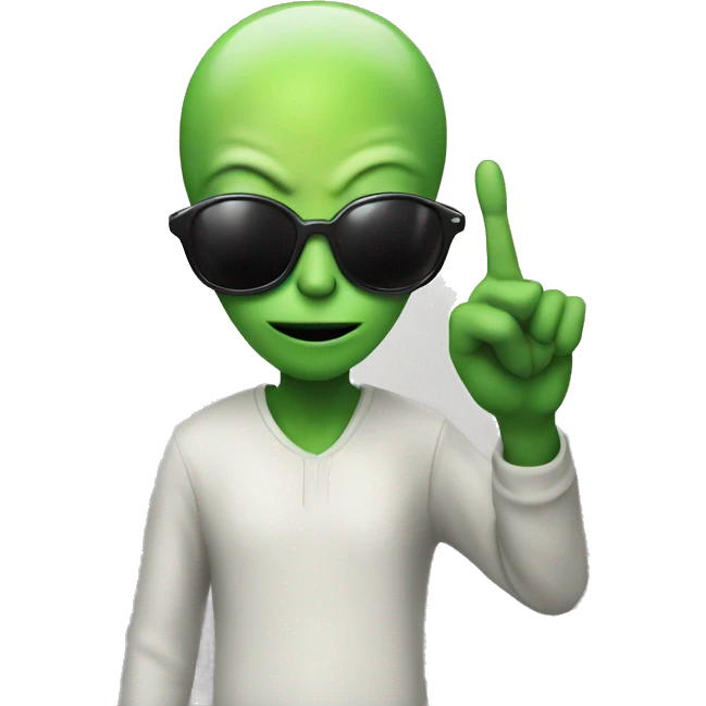 Alien with sunglasses doing the peace sign emoji