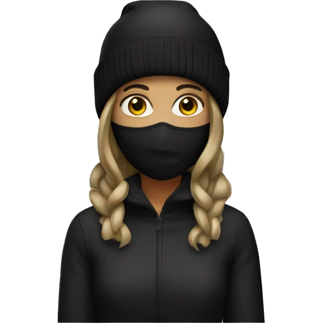 Girl wearing black ski mask emoji