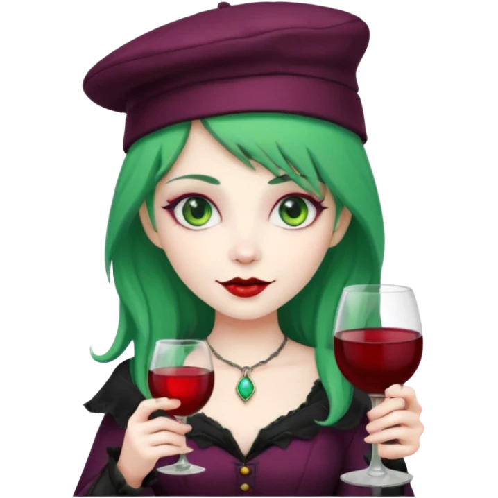 vampire green hair Drink holders with hat  emoji