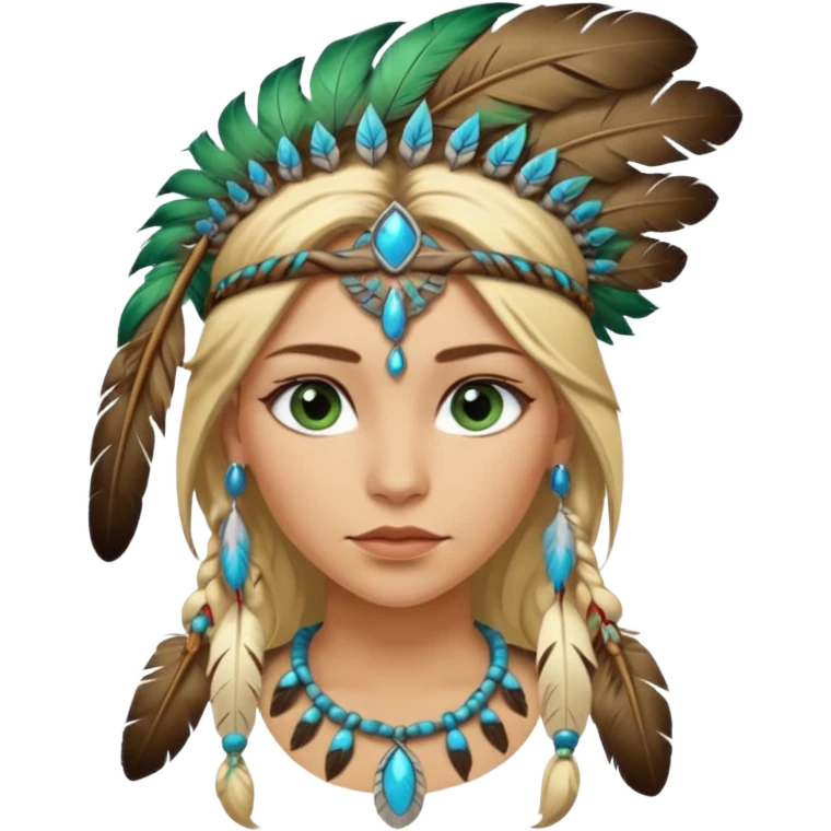 can you make a native American emoji with blonde highlights in her hair and blue green eyes emoji