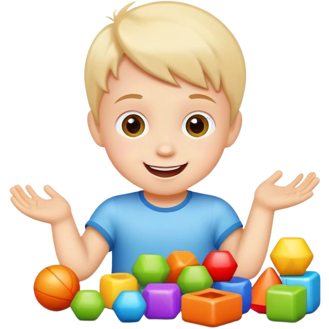 Happy kid playing with toys emoji