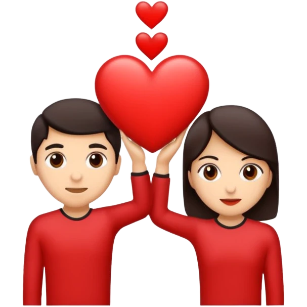 Dos personas en medio de un corazón partidos en dos emoji