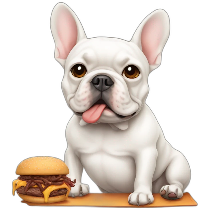 depressed-white FRENCH BULLDOG-eating BBQ emoji