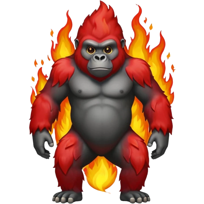 🦍🔥 mix these make a gorilla with red fur in that’d stance on fire  emoji
