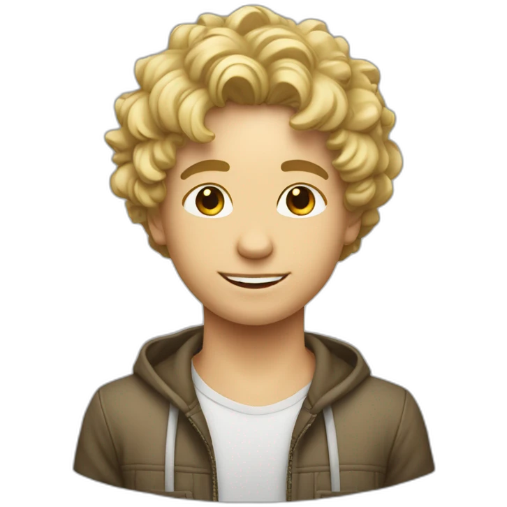 Garçon ado blond avec les cheveux bouclés emoji