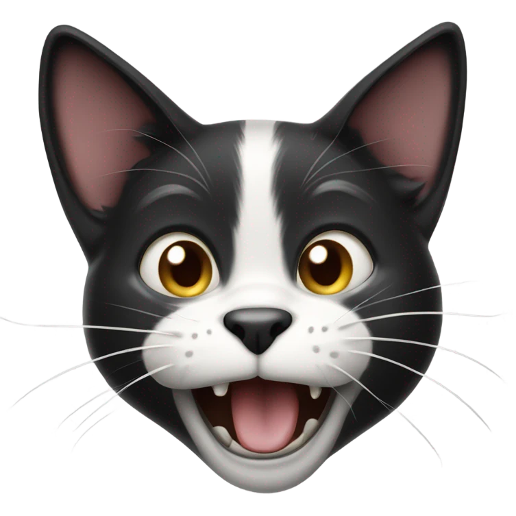 Black and white cat meowing emoji
