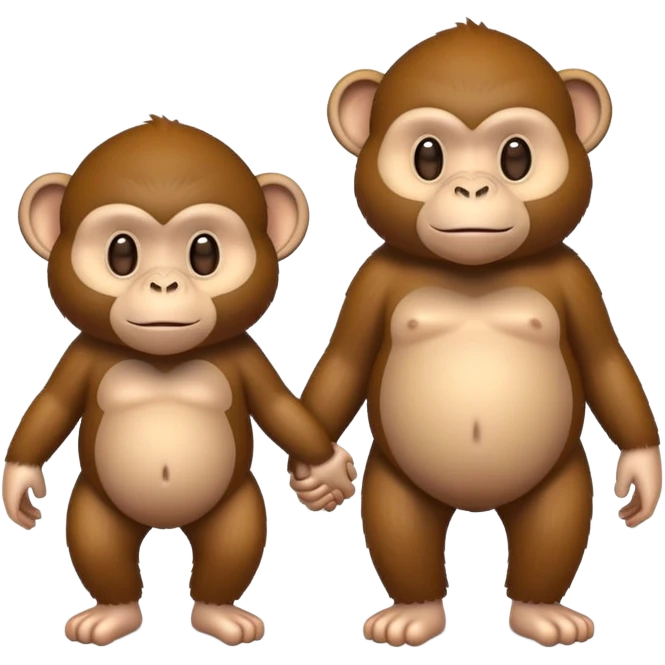 Skinny monkey and fat monkey holding hands  emoji