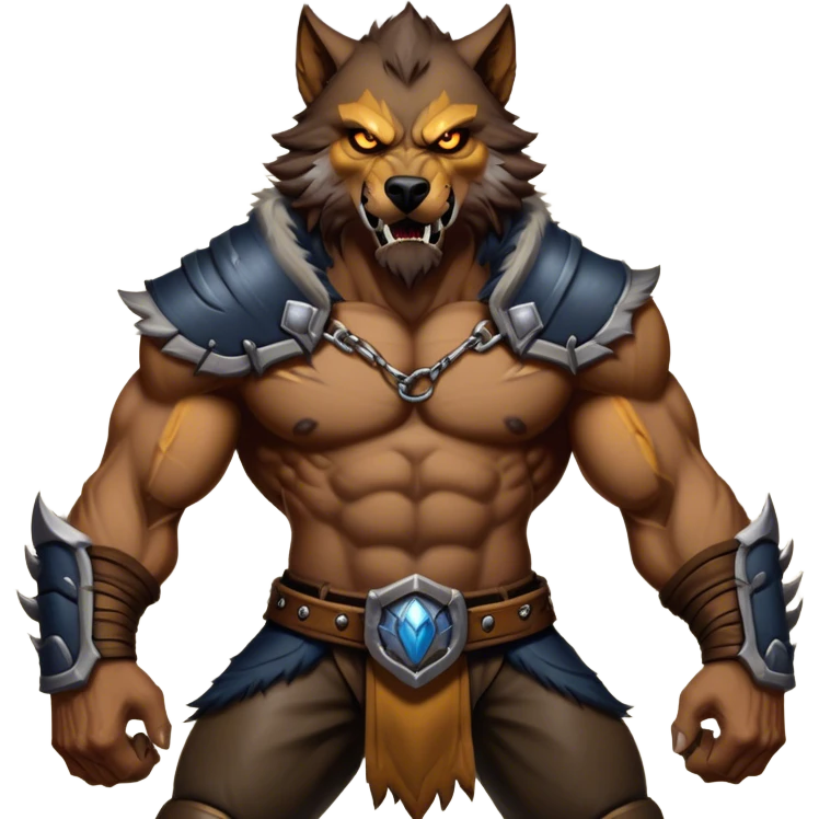 Cinematic Realistic WoW Worgen Portrait, captured in a dynamic, battle-ready stance, muscles rippling beneath his wild fur and tanned skin. His fierce, amber eyes and determined features, set against consistently detailed, worn leather attire, are rendered with dramatic natural lighting and high shine, embodying the raw, relentless fury of a worgen warrior in combat. emoji