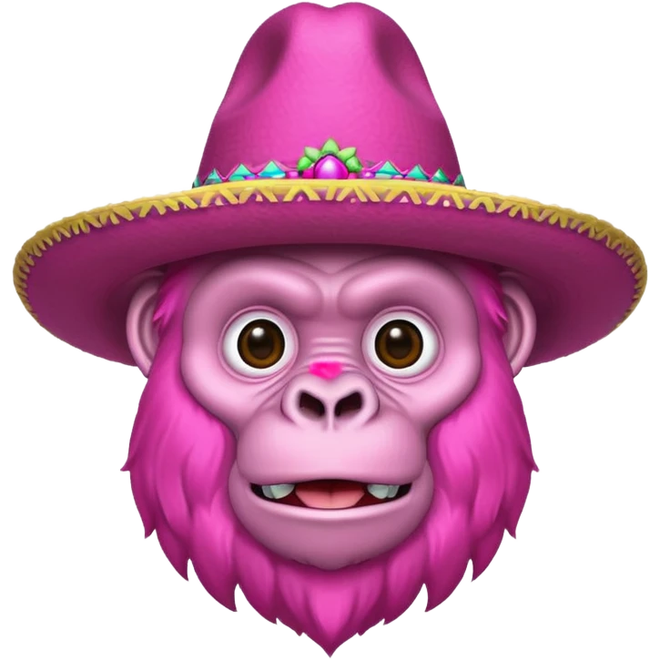 Pink gorilla with sombrero  emoji