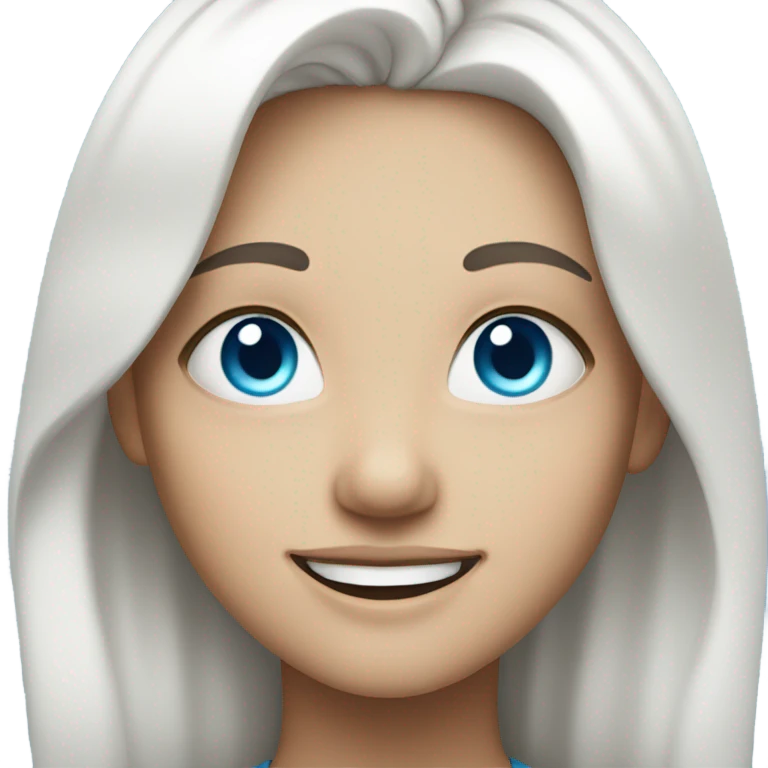 smiling girl with white hair blue eyes emoji