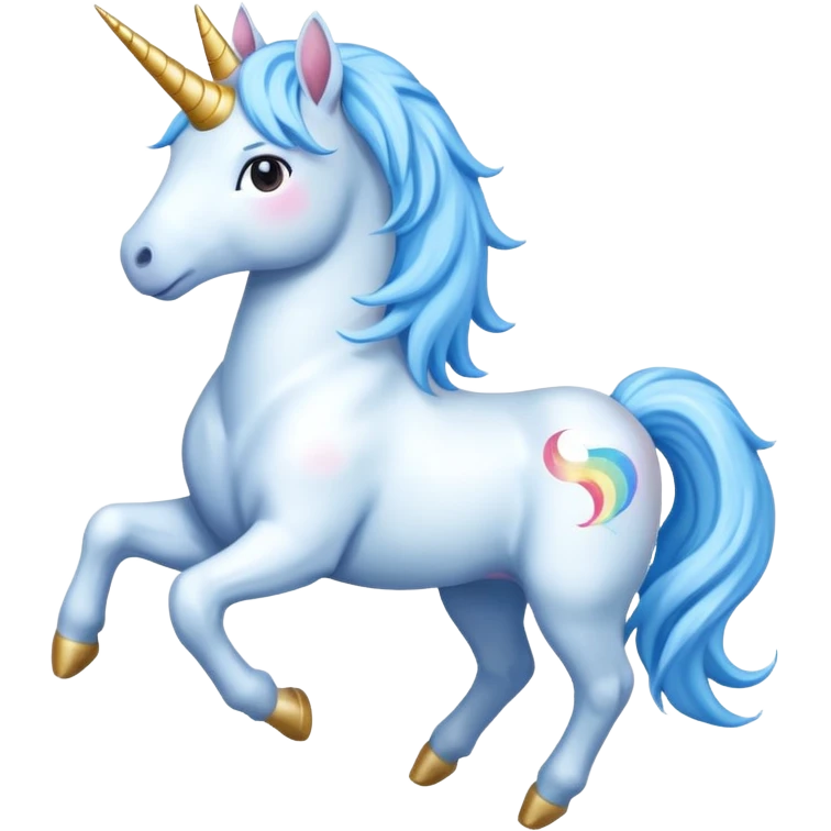Full boda unicorn happy with hair skyblue emoji