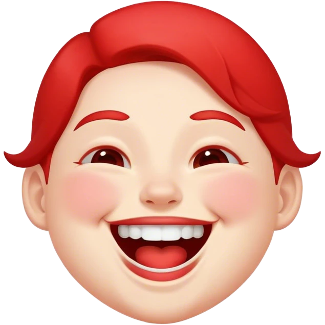 Laughing while cheeks turning red emoji