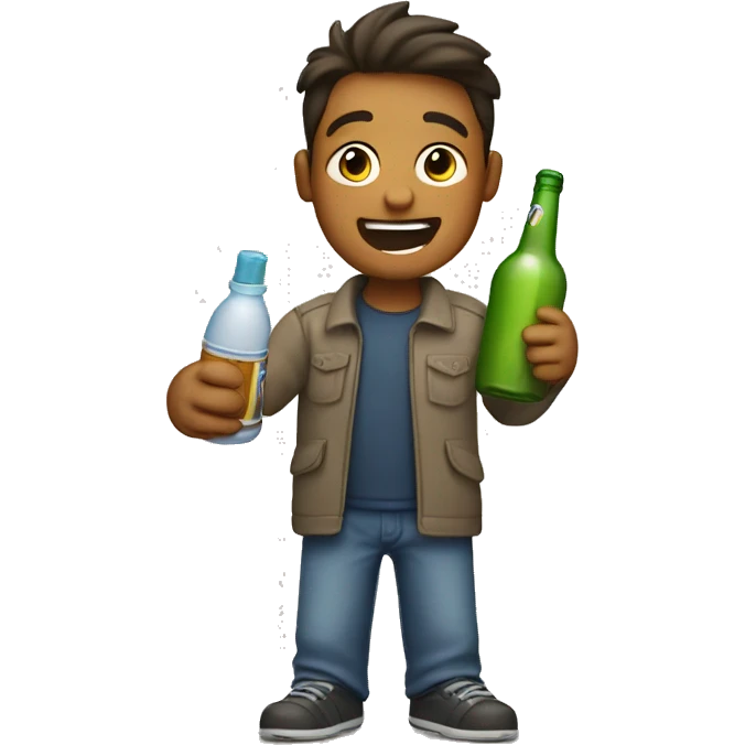 male excitedly holding a bottle  emoji