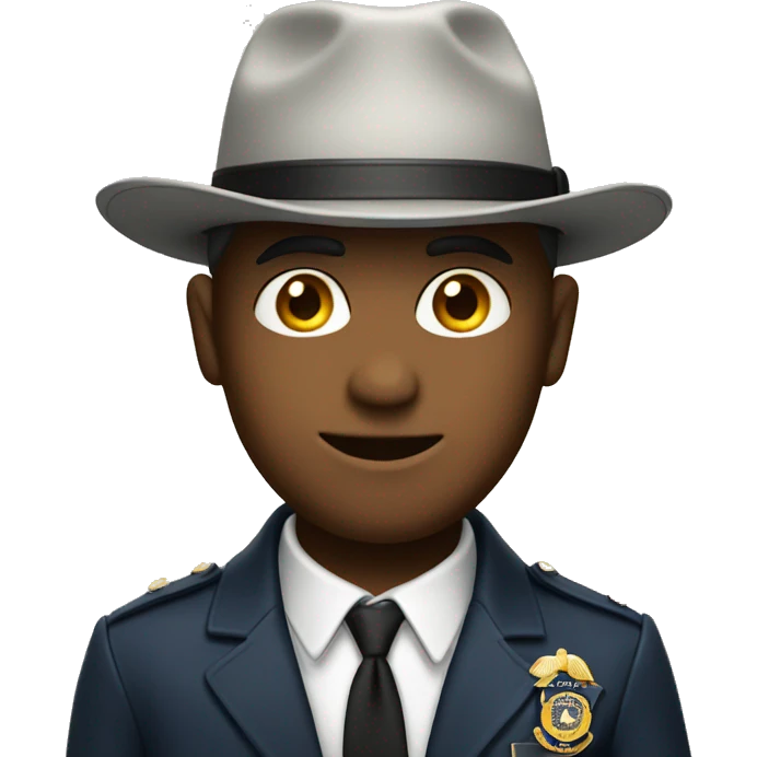 flirty face with fbi hat on emoji
