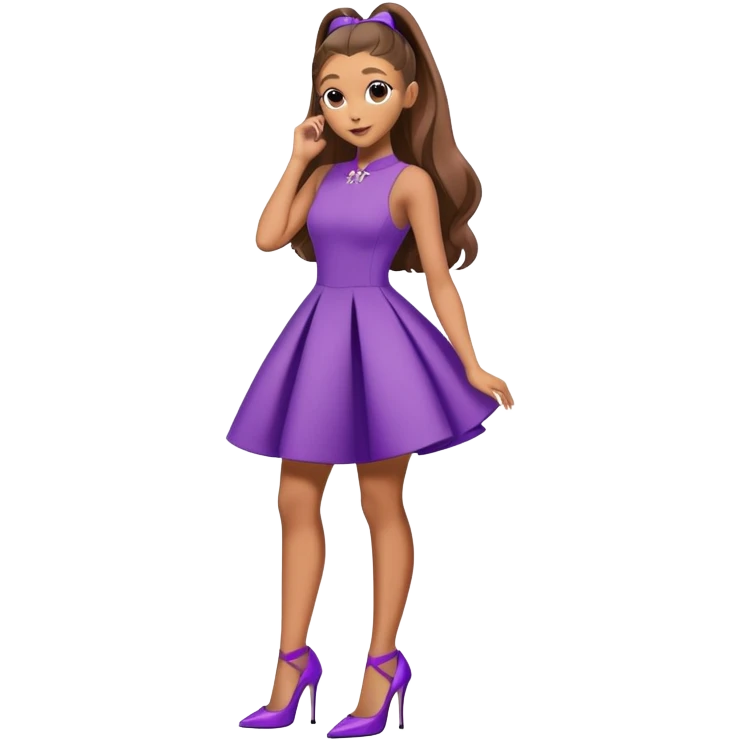 Ariana grande wearing a purple two part dress and high heels  emoji