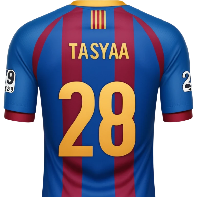 buat costum seperti diatas buat mirip hanya pakaian saja tidak pakai orang dan dari belakang barcelona nama punggung tasya dan nomor punggung 29 menghadap belakang custom belakangnya baju belakangnya tidak pakai orang hanya bajunya saja baju belakangnya tidak pakai orang hanya bajunya saja emoji