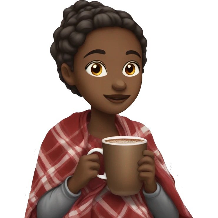 girl sipping on hot chocolate with blanket emoji